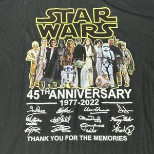 Gildan Anvil Shirt Men Large Black Star Wars Crewneck 45 Anniversary Signature